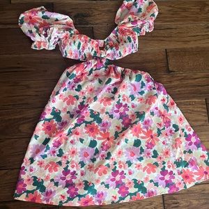 Open back floral mini dress